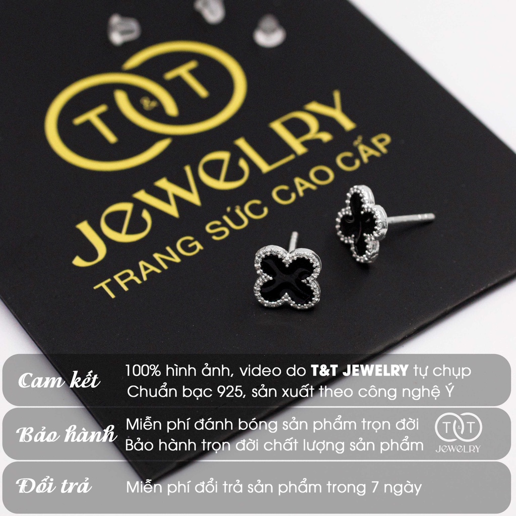Bông Tai Bạc Ý S925 Chữ X Đen Cá Tính T&amp;T Jewelry cao cấp cho nữ BT011
