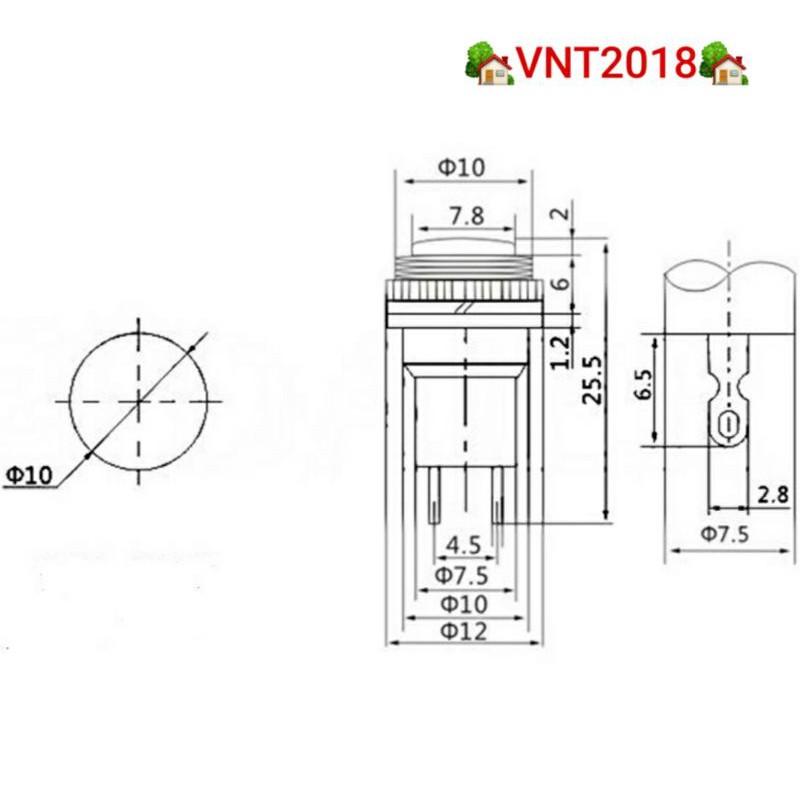 Nút nhấn nhả DS-314 phi 10mm