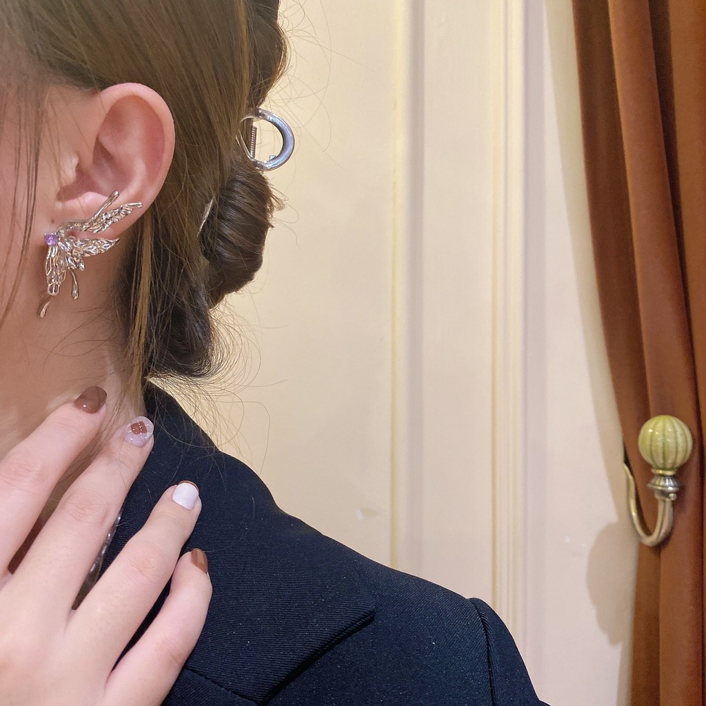 Bông Tai Hình Cánh Bướm Bằng Kim Loại Phong Cách Hàn Quốc Dễ Phối