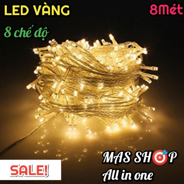 Dây đèn LED vàng trang trí cực đẹp / 8 chế độ chớp, dây 6.5m