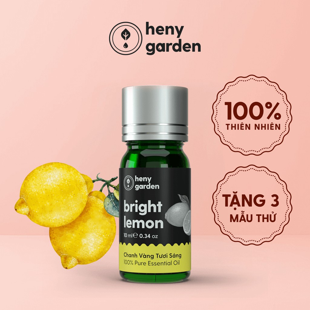 Tinh Dầu Chanh (Chua Tươi) Organic Thiên Nhiên Nguyên Chất Đậm Đặc Xông Thơm Phòng, Làm Nến Thơm HENY GARDEN