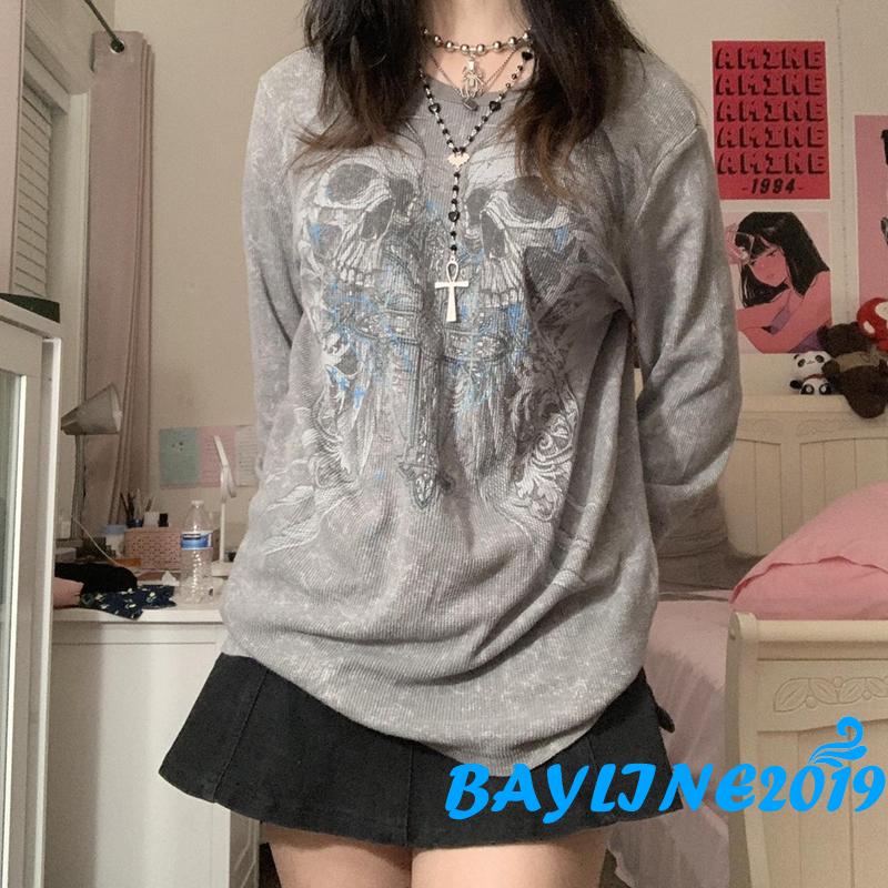 Áo Thun Tay Dài y2k E Girl Phong Cách Punk Đường Phố Cho Nữ