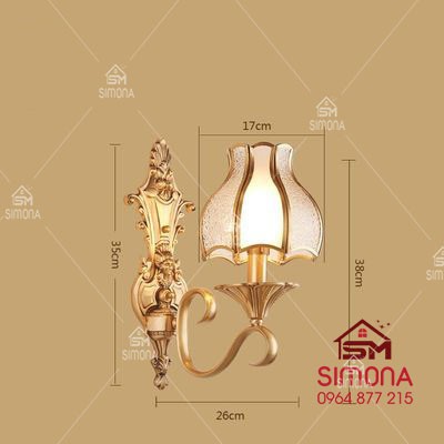 Đèn gắn tường, vách ngoài trời bằng đồng trang trí cột cổng DGT 0821 + Tặng kèm bóng led