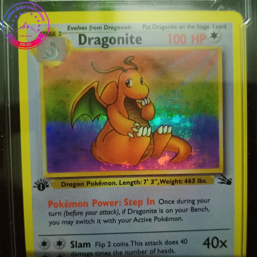Bài Pokemon sản xuất năm 1995 Dragonite 4 62 rồng 3 hệ tiến hóa tam cấp 1459 d7 56