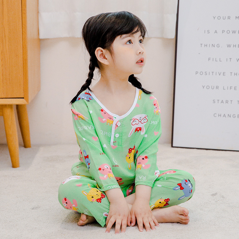 Bộ Đồ Ngủ Pijama Dài Tay 7 / 3 Chi Tiết Hoạt Hình Cho Bé Trai Và Gái