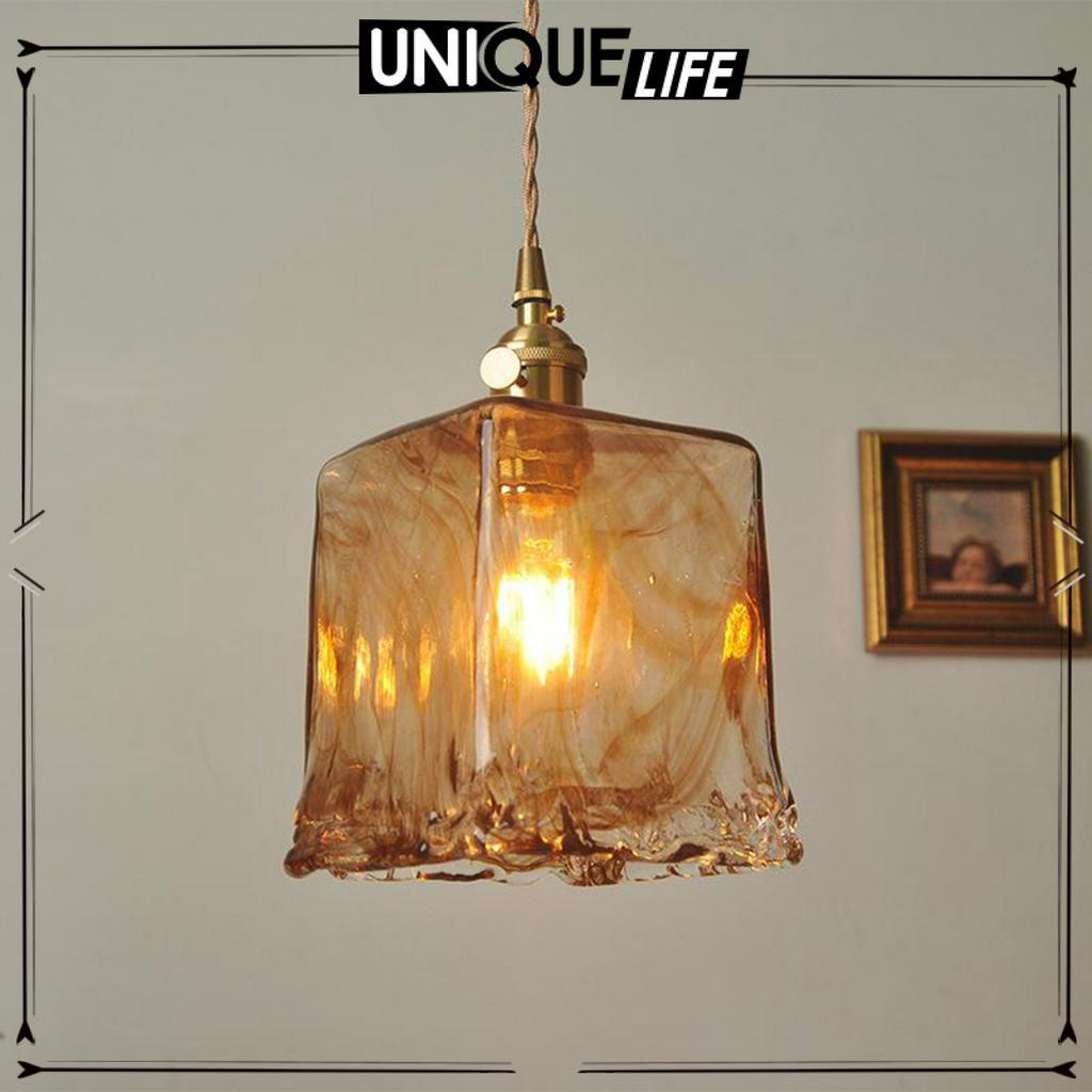 Đèn treo thủy tinh trang trí phong cách vintage cho phòng khách phòng ngủ