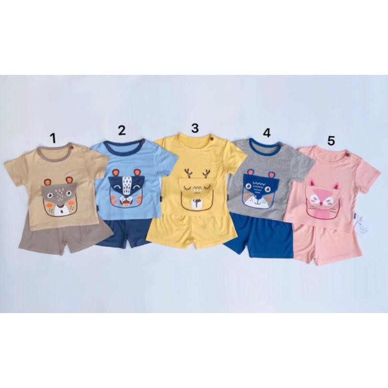 bộ cotton thun lạnh hình thú cho bé yêu