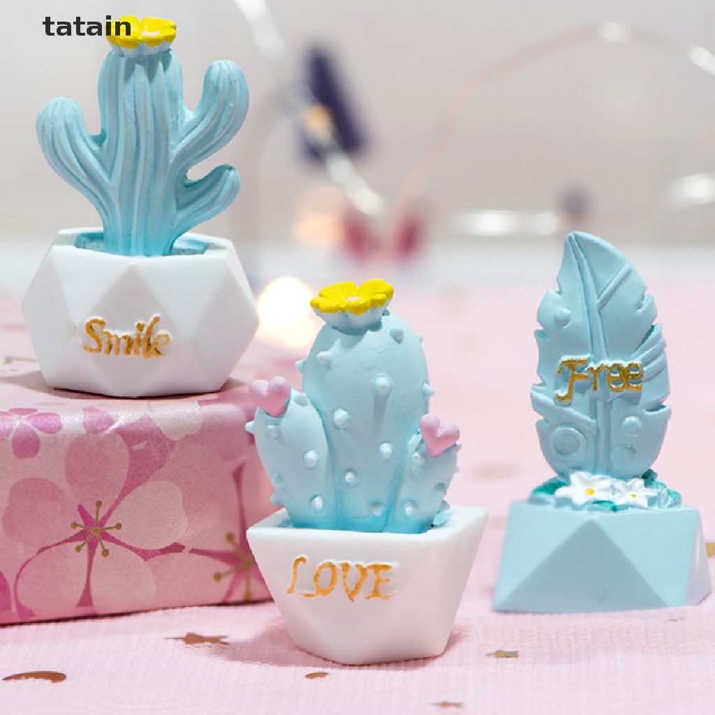 [TAT] 10 Styles Resin Cactus Ornaments Miniature Figurines Cute Accessories Decoration CVX