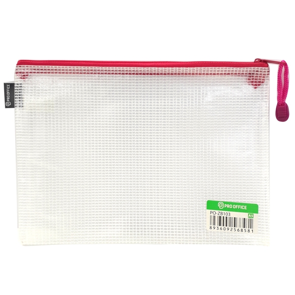 Túi Dây Kéo 25 x 17 cm PRO-OFFICE - PO-ZB103 - Trắng Hồng