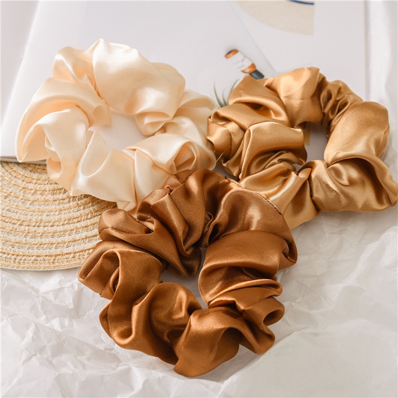 Dây Buộc Tóc Vải Satin Co Giãn Màu Trơn Dành Cho Nữ