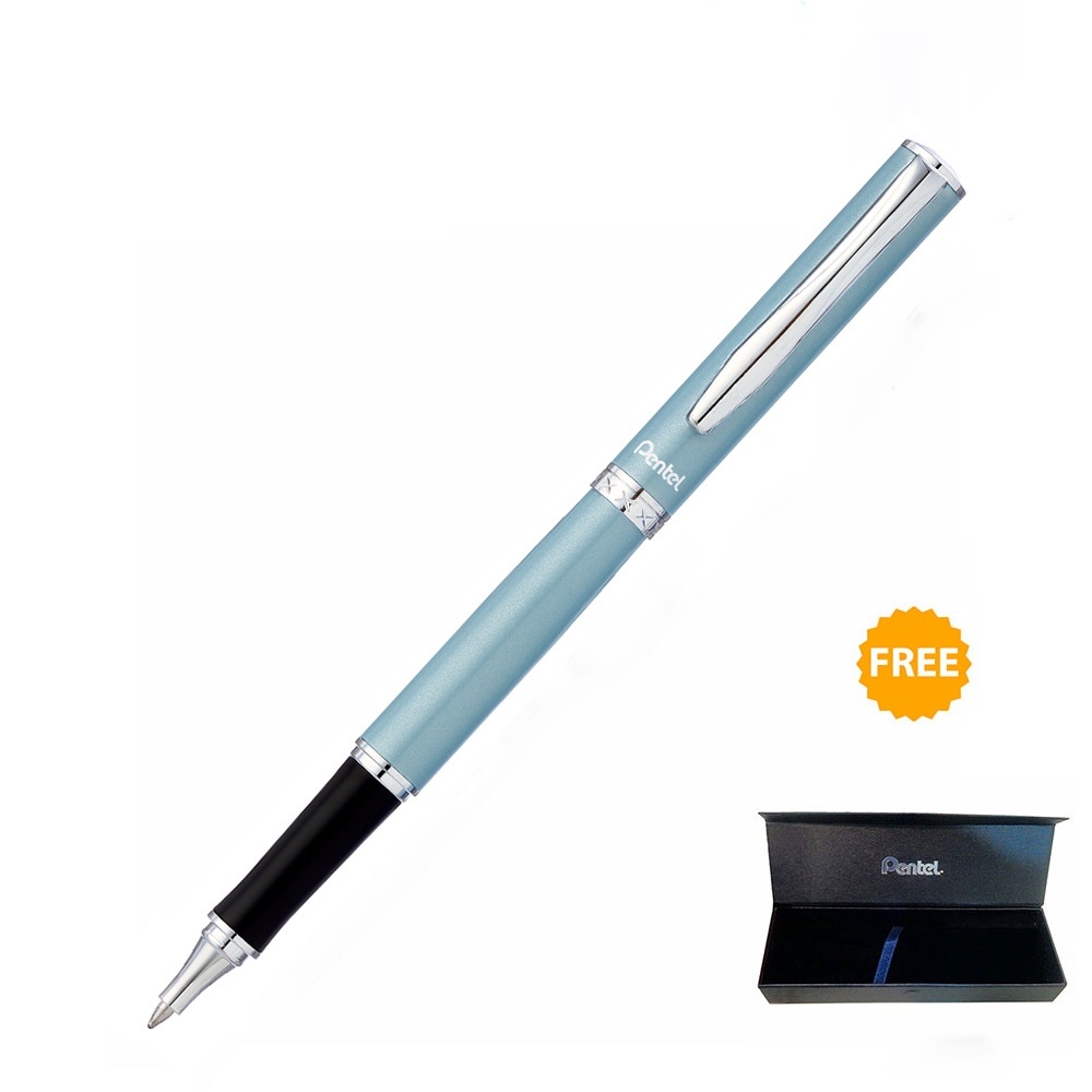 Bút ký cao cấp Pentel K611S-C nét 0.7mm thân bút màu xanh da trời - Mực xanh (Thiết kế nắp đậy)