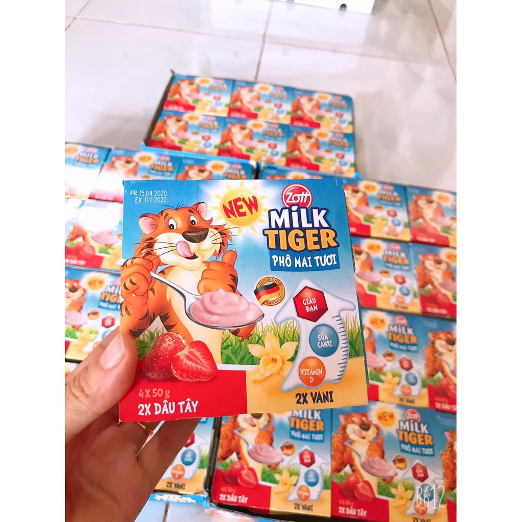 Phô mai tươi Milk Tiger Zott lốc 4 hộp x50g