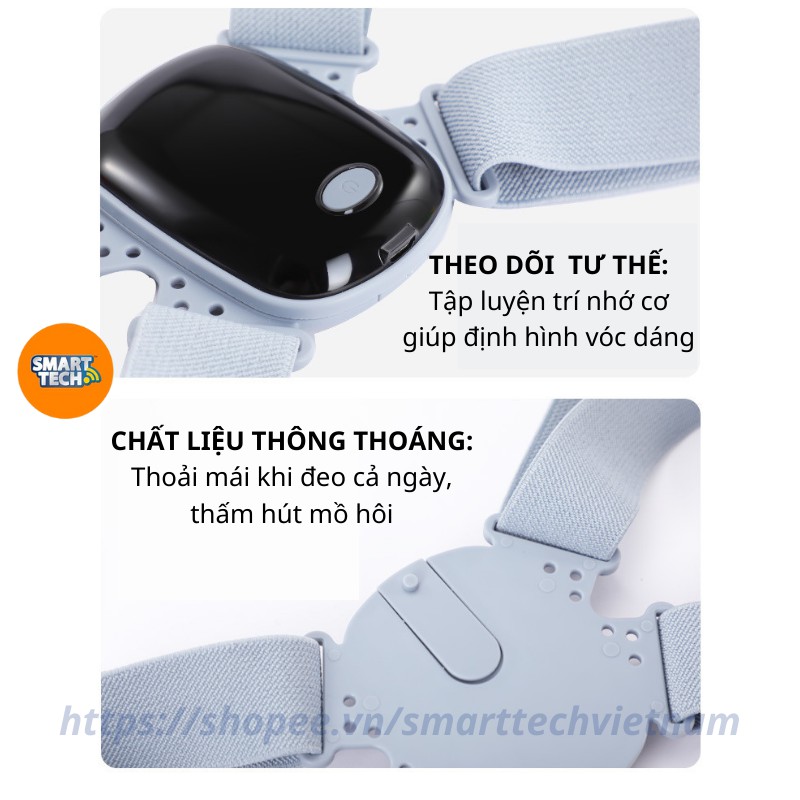 Đai chống gù lưng SMART POSE điều chỉnh tư thế thông minh, cảm biến báo rung, đếm số lần ngồi sai - Bảo hành 06 tháng