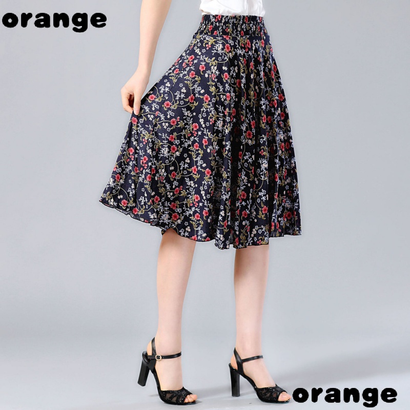 Chân Váy Lụa Mỏng Ống Rộng In Họa Tiết Thời Trang Mùa Hè Cho Phụ Nữ Trung Niên