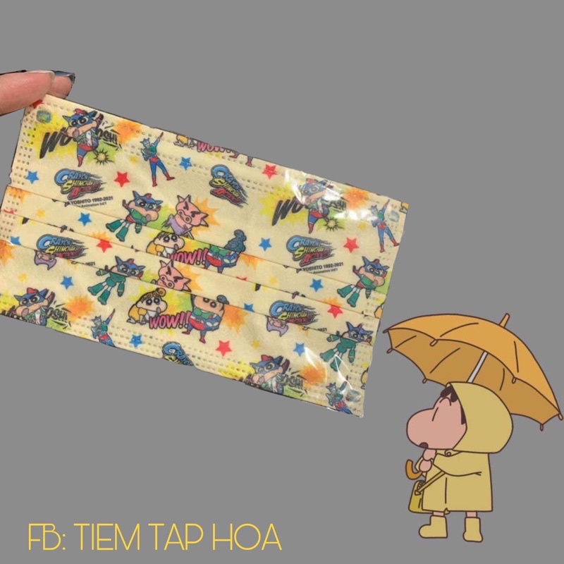 Khẩu trang in hình hoạt hình Shin Chan độc đáo dễ thương siêu chim te hột me dành cho người lớn và trẻ em