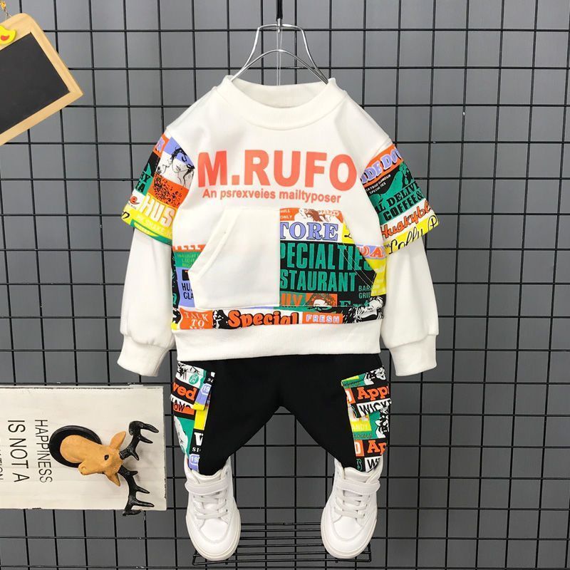 Bộ quần áo dài tay dáng rộng in chữ thời trang 2021 cho bé