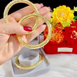 Vòng tay kiểu cưới khắc rồng phụng màu vàng 24 cao cấp cực đẹp