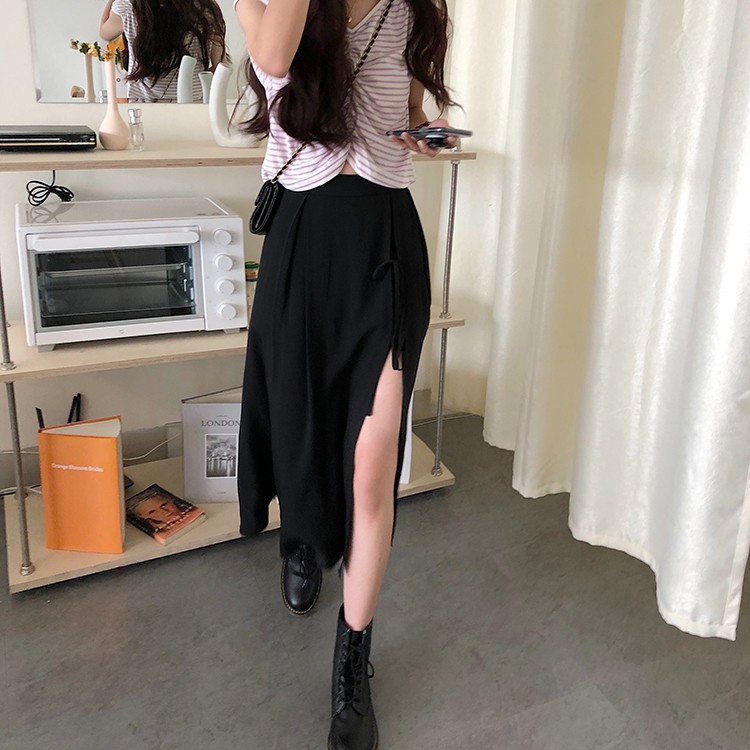 Chân Váy Midi Xiaozhainv Dáng Chữ A Lưng Cao Xẻ Tà Thời Trang Cho Nữ | BigBuy360 - bigbuy360.vn