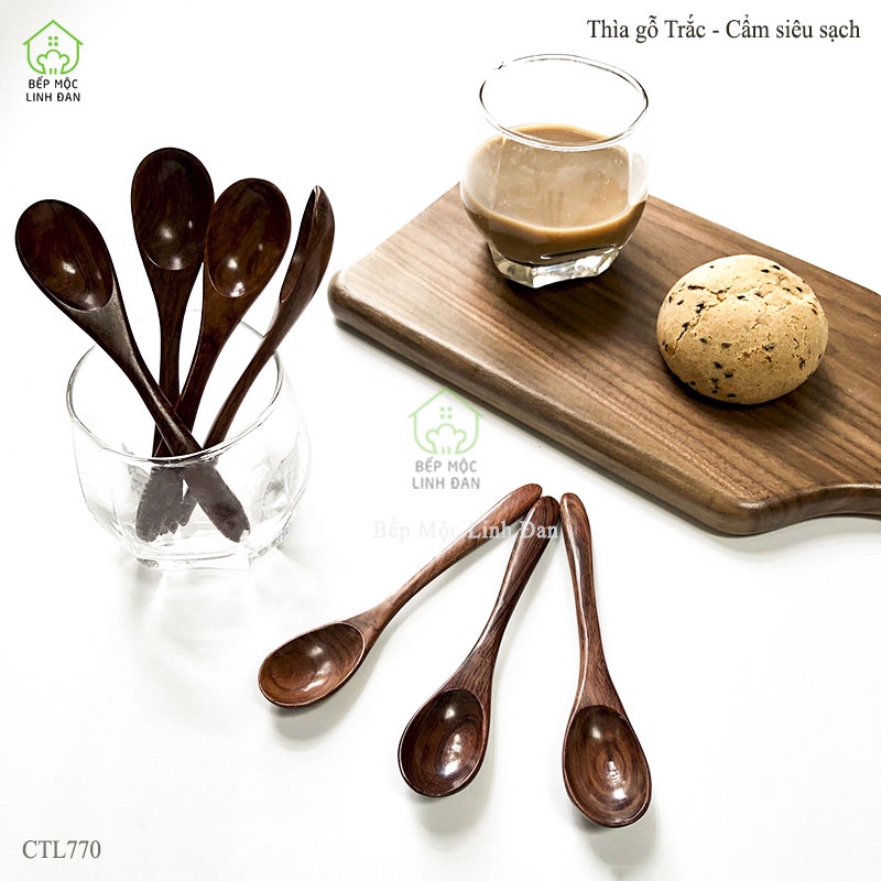 Muỗng Cà Phê Gỗ Trắc, Cẩm Tự Nhiên HAHANCO  Size Mini 13cm