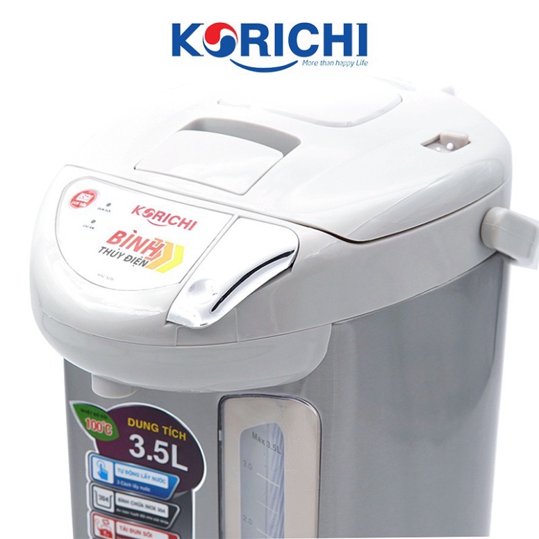 Bình thủy điện đa năng Korichi - 5235, bình thủy inox cao cấp, chống cạn, 2 chế độ bơm (3.5L)