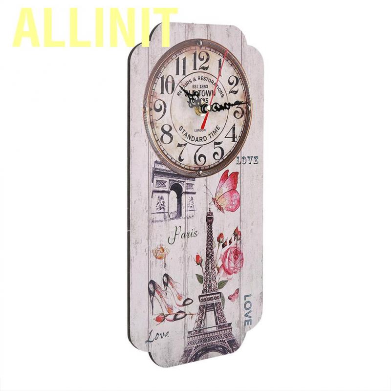 Allinit Analog wall clock with Arabic numerals in vintage European style for furniture not ticking silent easy to read