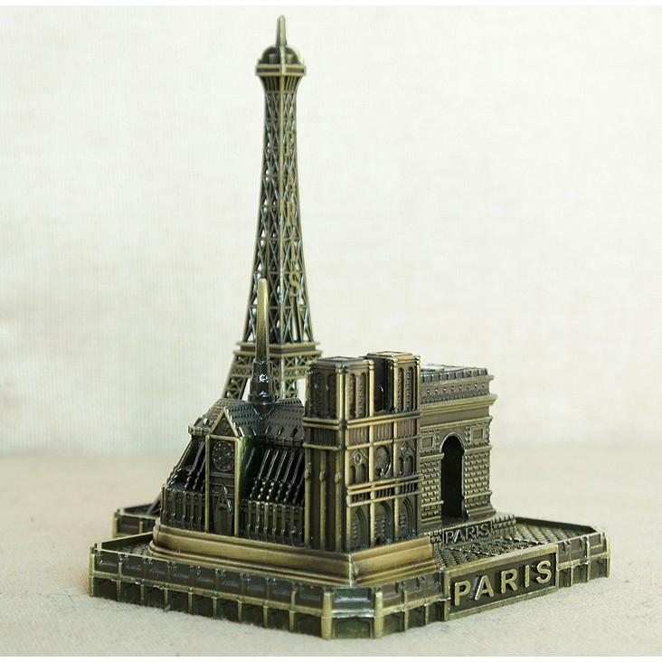 Combo 03 biểu tượng thủ đô Paris nước Pháp: Tháp Eiffel, Nhà thờ Đức Bà, Khải Hoàn Môn, mô hình thu nhỏ