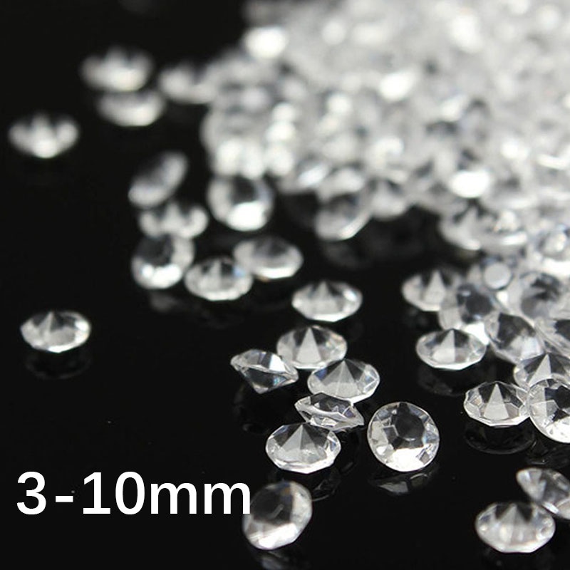 Bộ 1000 Viên Đá Pha Lê acrylic Trong Suốt 3-10mm Dùng Trang Trí