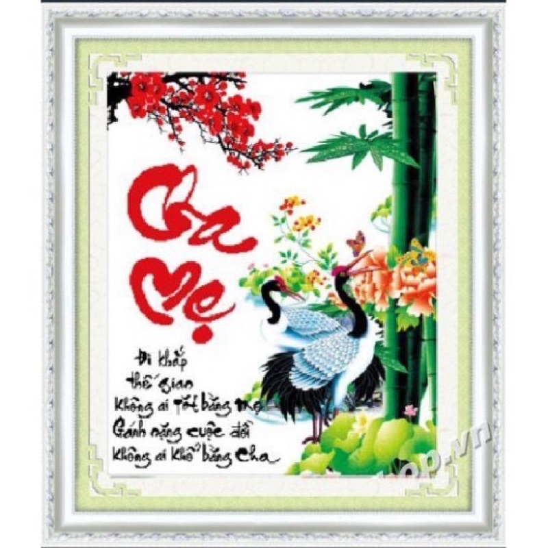 Tranh thêu chữ thập Cha Mẹ 222734 kt 51x60cm - Đi khắp thế gian không ai tốt bằng Mẹ