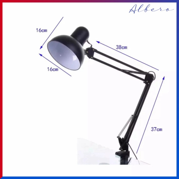 [FREE SHIP] Đèn bàn học, đèn kỹ thuật Pixar (Chao lớn, thân dài 80cm) (Đen) + Tặng bóng LED 5W [VN]