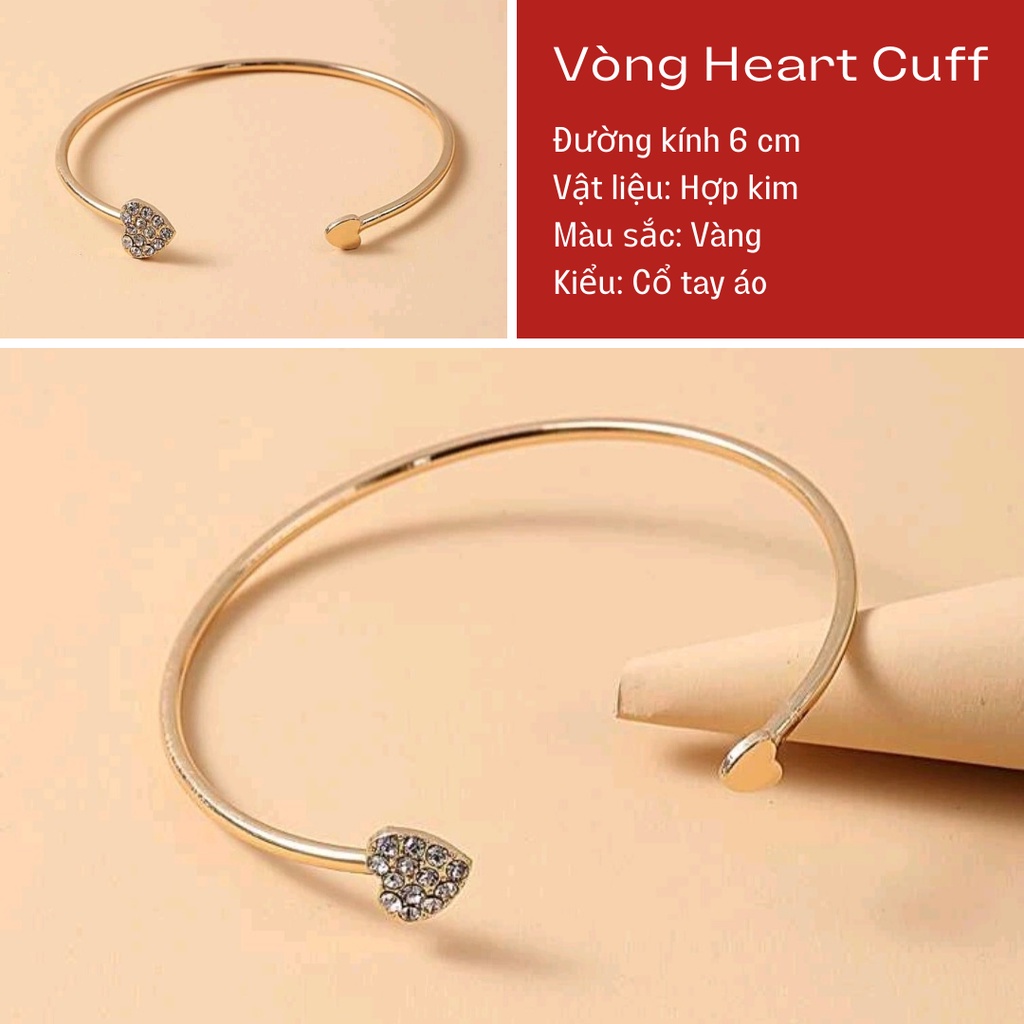 Vòng tay cuff chi tiết trái tim
