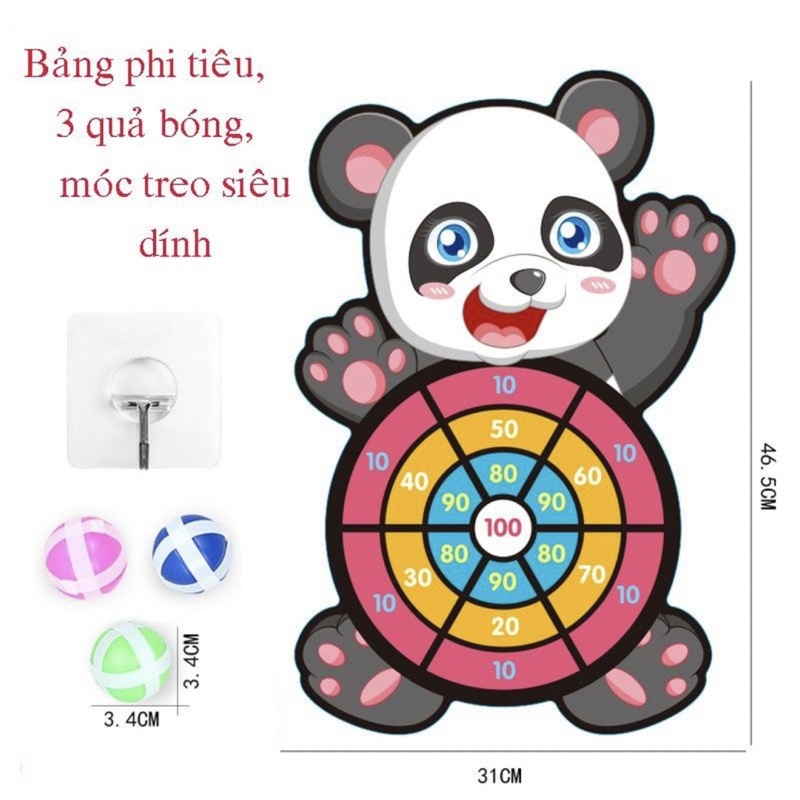Bảng Phi Tiêu Bóng Dính,Bảng Phi Tiêu Hình Thú  - Đồ Chơi Ném Bóng Gai Tặng Kèm 3 Bóng An Toàn Cho Bé Vui Chơi