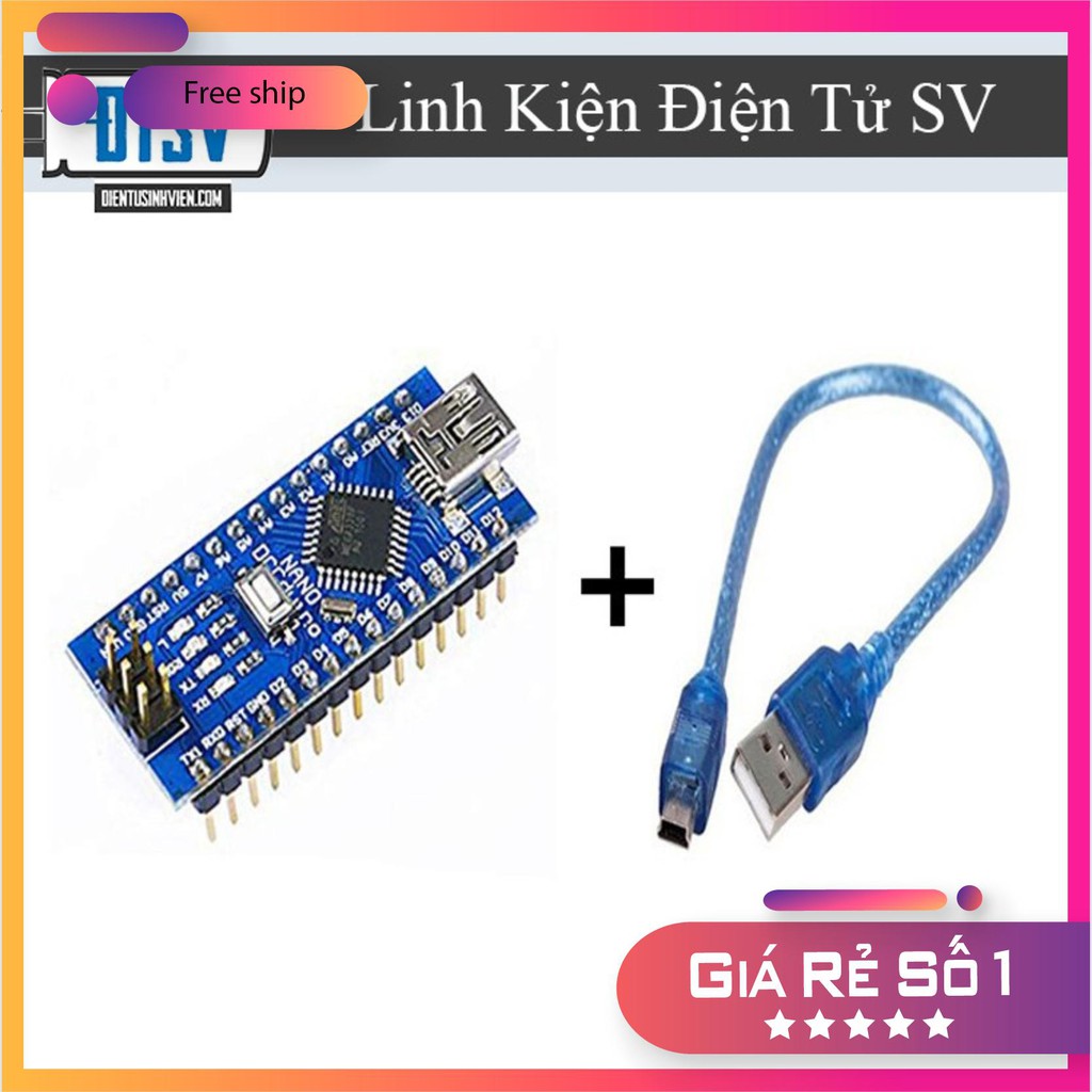 Kít Arduino Nano CH340( tặng kèm đây 30cm)- Linhkiendientusv.vn