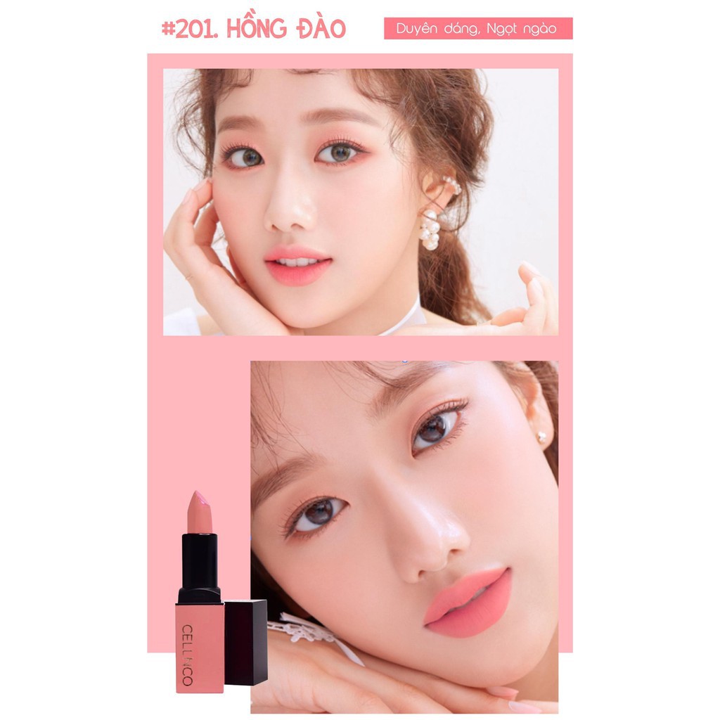 Son lì có dưỡng Cellnco Colour Kiss Lipstick CAO CẤP NHẬP KHẨU CHÍNH HÃNG HÀN QUỐC HH-SONCELMG