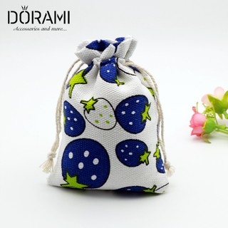 Túi vải bố dây rút hình quả dâu xanh kích thước 10 x14cm - dorami