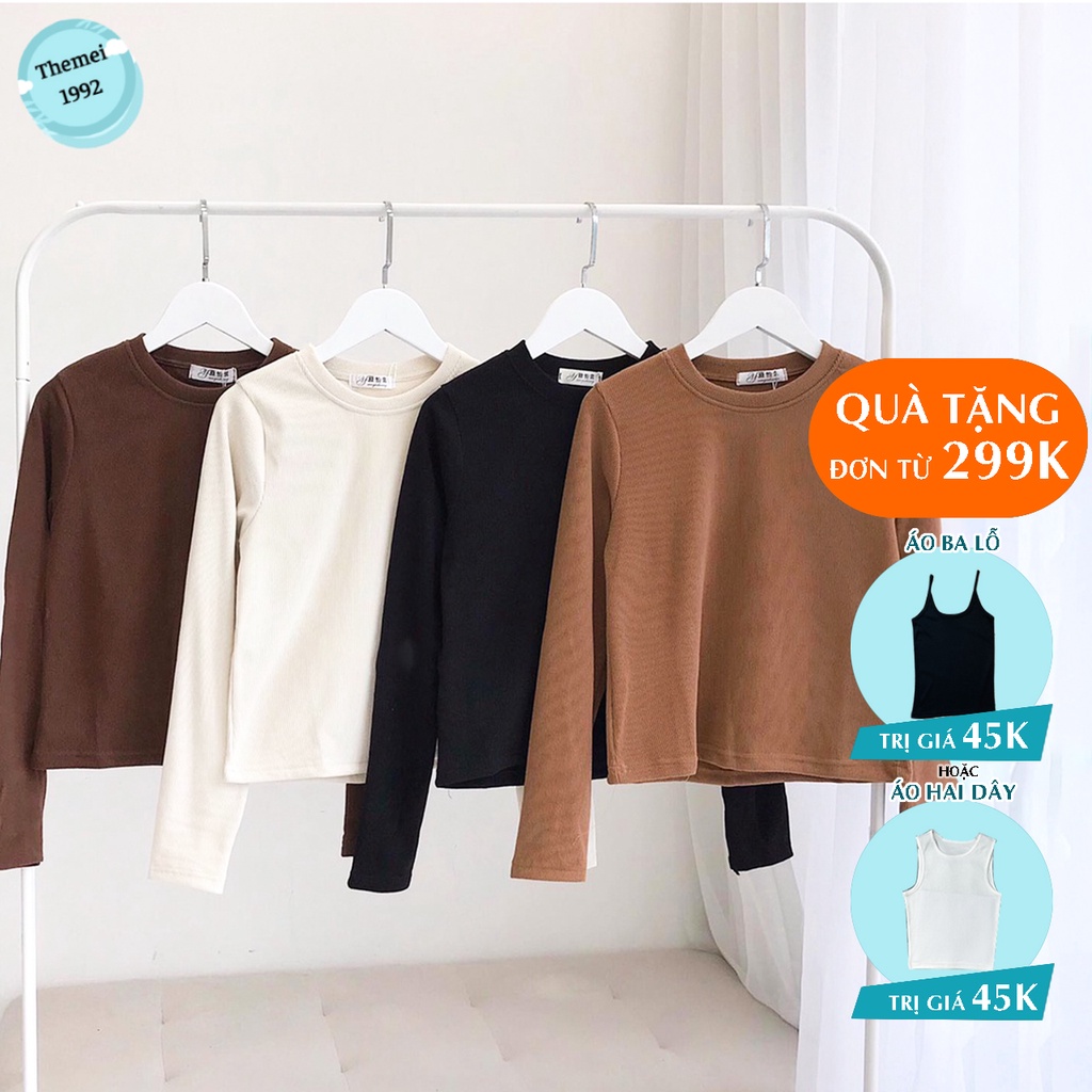 Áo thun tay dài THE MEI 1992 - áo thun nữ tay dài len tăm nhung cao cấp dày dặn cực ấm 2021