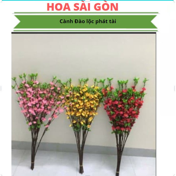 Cành hoa mai, hoa đào búp giả cực đẹp, màu sắc tự nhiên, giống thật trang trí tết