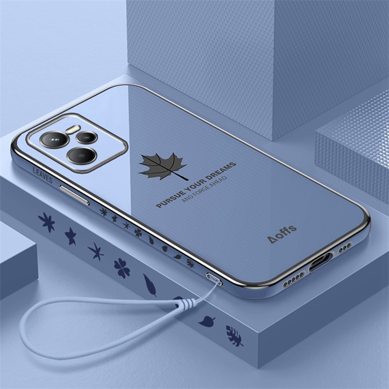 Ốp Điện Thoại Viền Vuông Họa Tiết Lá Phong 6D Cho Oppo Realme C35 C33 C31 C30 C30S Narzo 50 50i 50A Prime 30A 20