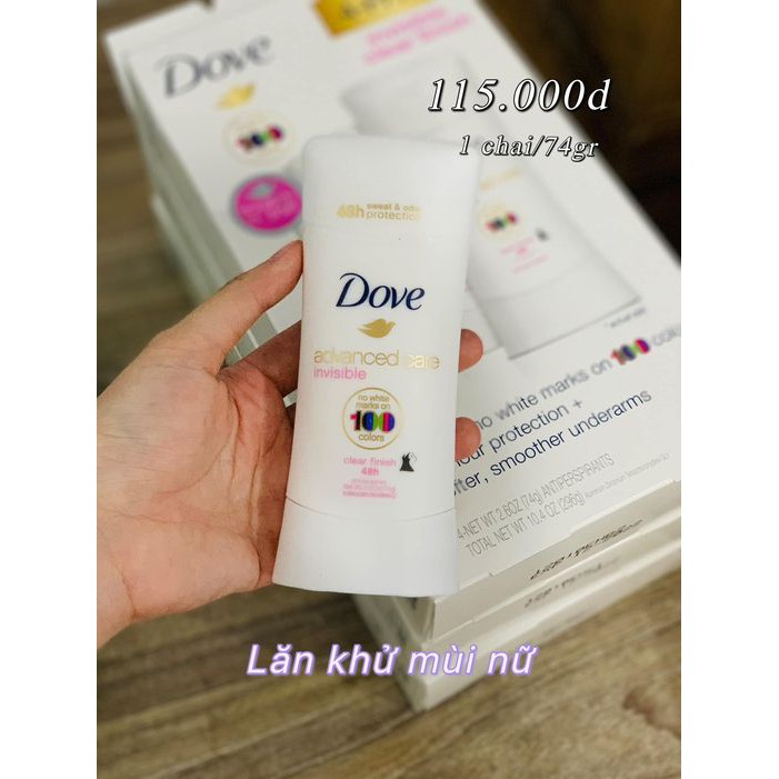 Lăn Khử Mùi Dove Advanced Care Invisible (74g)