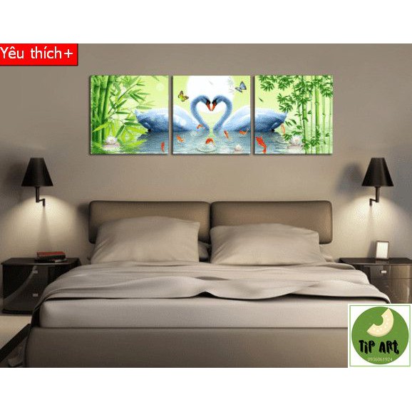 Tranh phòng ngủ 🍁 Free Ship 🍁 tranh phòng ngủ thiên nga - tranh thiên nga bộ 3, tranh phòng ngủ hiện đại