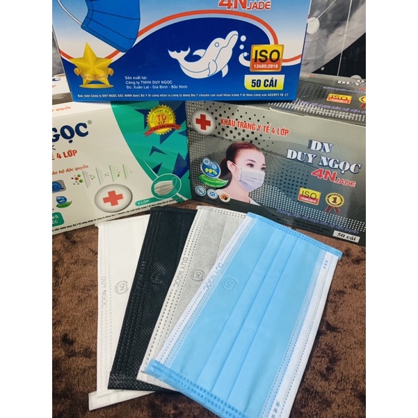 Hộp Khẩu Trang Y Tế Duy Ngọc Màu Xanh 4 Lớp 50 Chiếc Chắc Chắn, Đủ Giấy Tờ 📌 Duy Ngọc Official