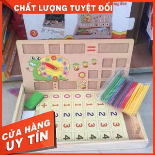 Đồ Chơi Bảng Học Toán Đồng Hồ Gỗ 2 Mặt Cho Bé Học Tập