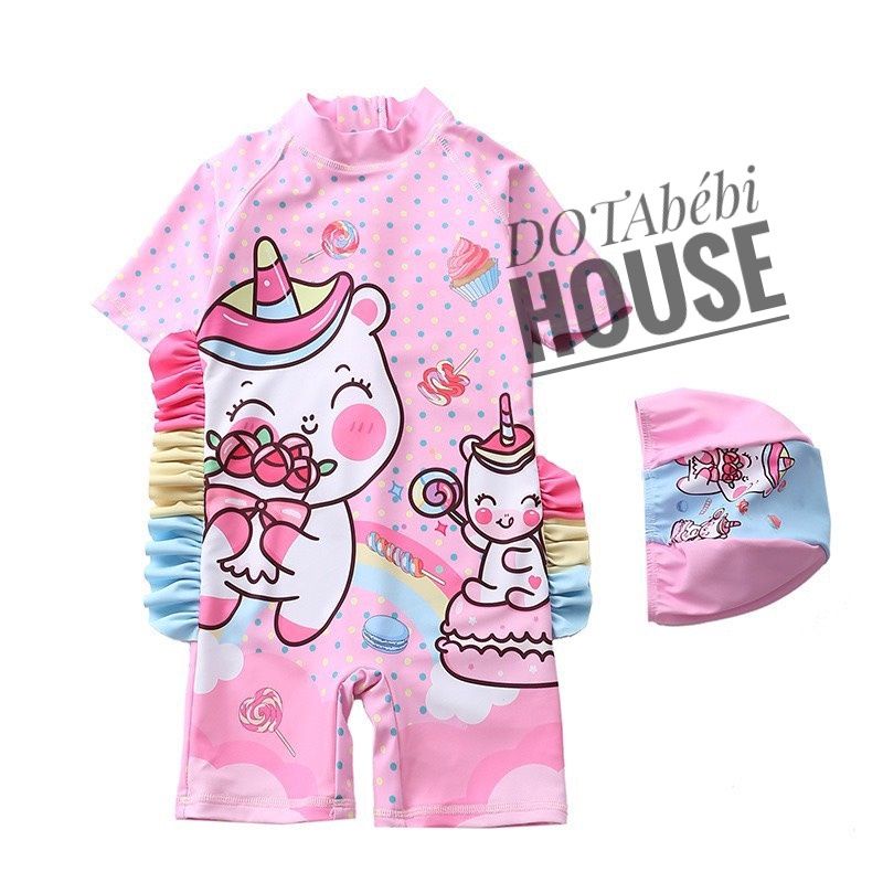 nhiều mẫu 7-22kg có nón Đồ bơi liền thân mẫu chim hồng hạc và cá voi ngựa pony tím cho bé gái - DOTAbébi HOUSE SW0313.18