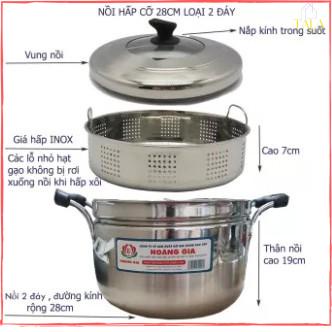 Nồi Hấp 2 Đáy inox Hoàng Gia