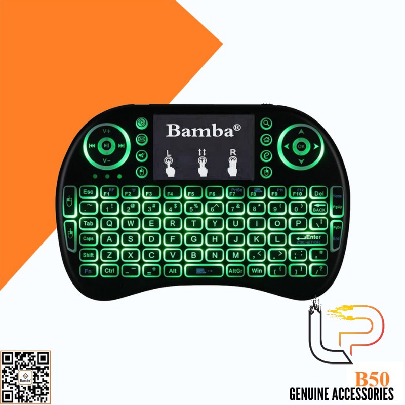 Bàn phím mini không dây BAMBA B50 có LED cho android box, laptop - KEYBOARD MOUSE TOUCHPAD MINI LED BAMBA B50