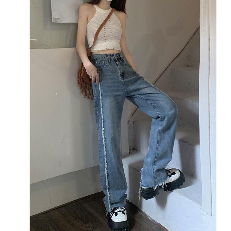 Quần Jean Dài Mỏng Ống Rộng Lưng Cao Thời Trang Mùa Hè 2022 Mới