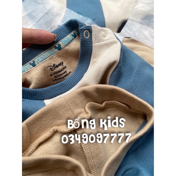 Bộ Nỉ Bé Trai Mickey Phối Màu Xanh Be PR