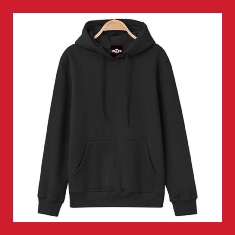 hoodie áo Áo Khoác Hoodie ♥️FREESHIP♥️Nỉ Trơn Unisex - Đen