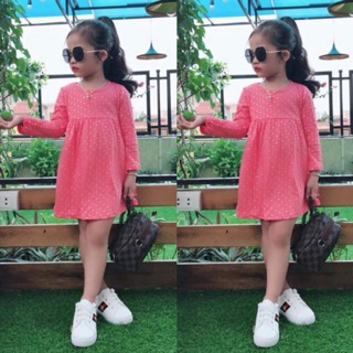 Váy cotton dài tay cho bé gái