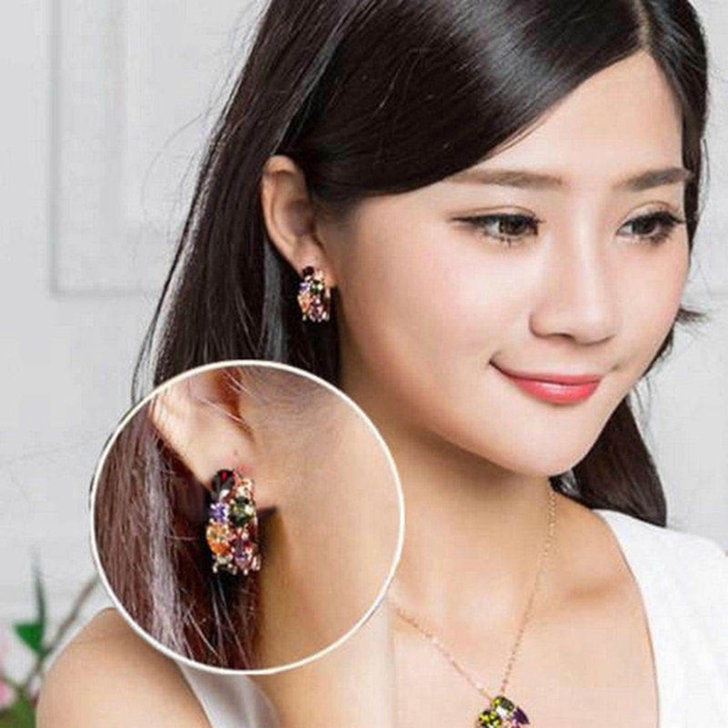Phụ nữ thanh lịch đầy màu sắc pha lê rhinestone hợp kim ear studs bông tai trang sức