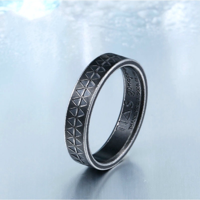 Cincin Gothic Pria Bahan Stainless Steel Gaya Punk Gothic untuk Pria